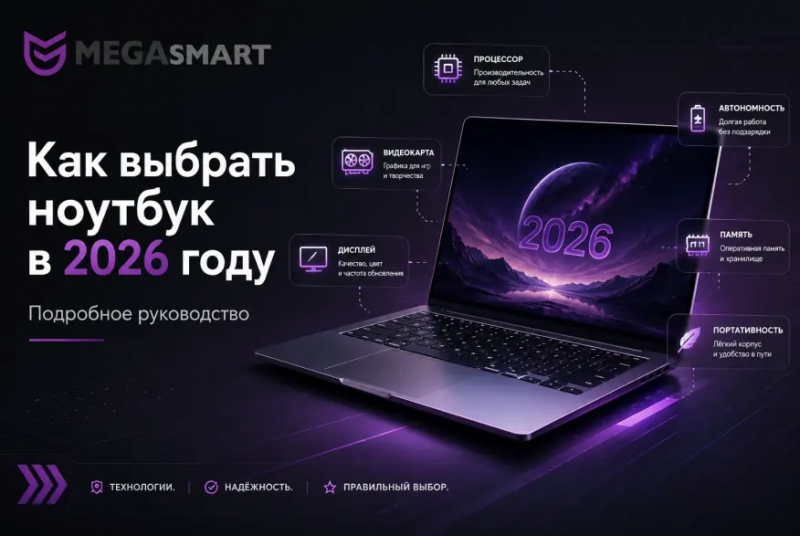 Как выбрать ноутбук в 2026 году: процессор, видеокарта, память и экран | MEGAsmart