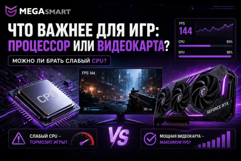 Что важнее для игр: процессор или видеокарта и можно ли брать слабый CPU