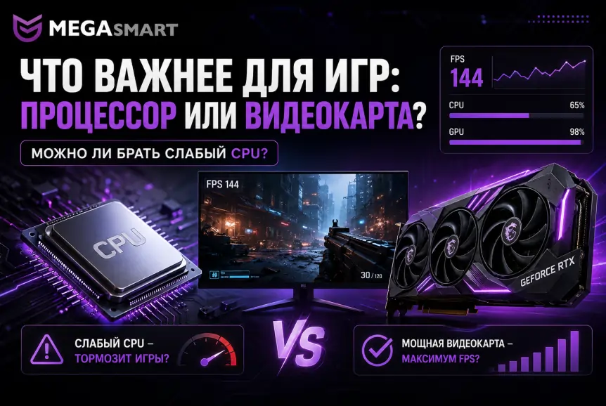 Что важнее для игр: процессор или видеокарта и можно ли брать слабый CPU Что важнее для игр: процессор или видеокарта и можно ли брать слабый CPU